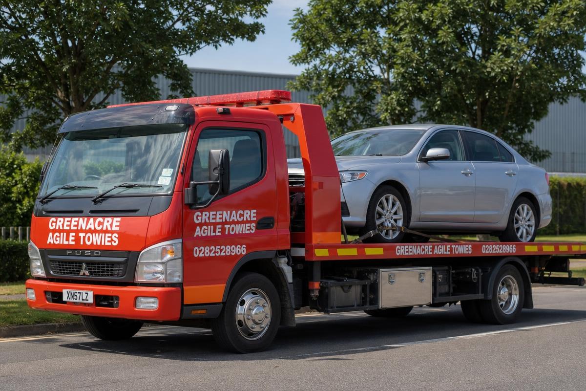 Greenacre Agile Towies tow truck loading a car